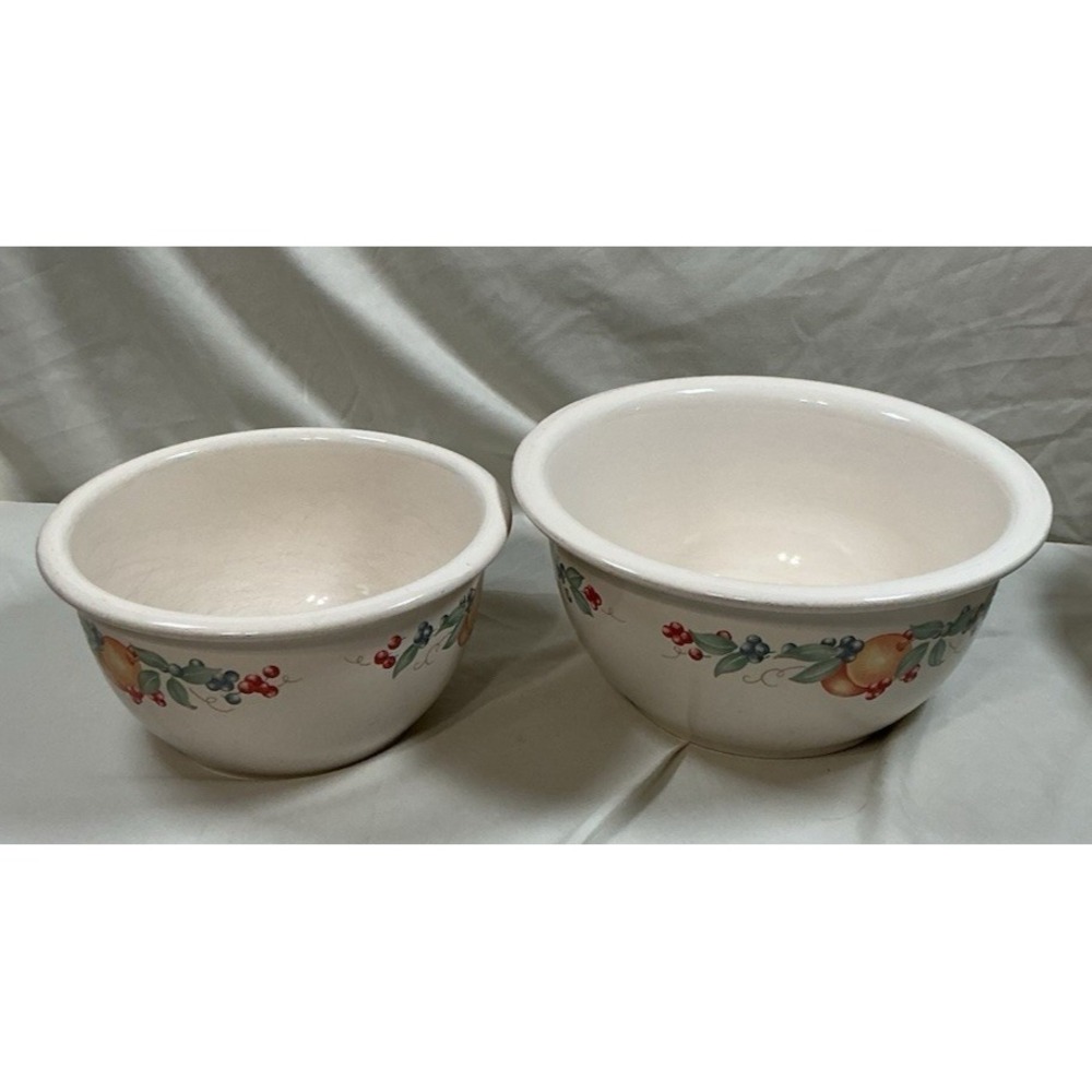 Set Of 2 Corelle Coordinates Abundance Pattern Stoneware Mixing Bowls 3QT, 2QT